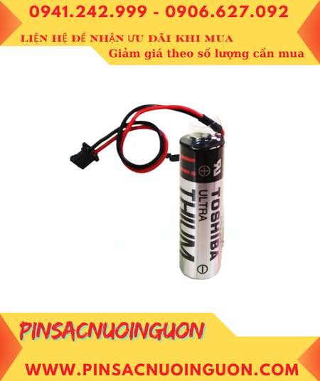 Toshiba ER6V (Zắc DF1.35-2P), Pin nuôi nguồn Toshiba ER6V lithium 3.6V AA2000mAh, Xuất xứ NHẬT
