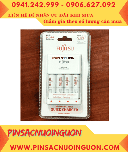 Fujitsu FCT344CEFX(CL) _Bộ Sạc pin Nhanh 2Giờ kèm 4 Pin Fujitsu HR-3UTC AA2000mAh 1.2v /Xuất xứ NHẬT