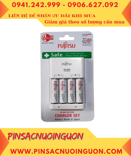 Fujitsu FCT345FXEST(B) _Bộ Sạc pin nhanh 6Giờ kèm 4 Pin Fujitsu HR-3UTC AA2000mAh 1.2v /Xuất xứ NHẬT