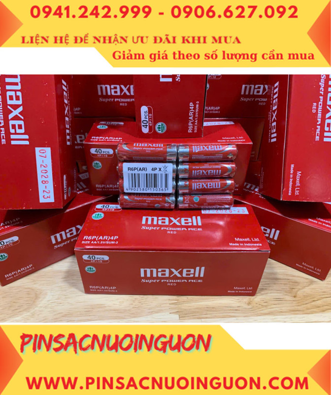 COMBO 1HỘP=40viên Pin AA 1.5v Maxell R6P(AR)4P SUM-3 Super Power ACE _Giá chỉ 109.000đ/ Hộp thumb