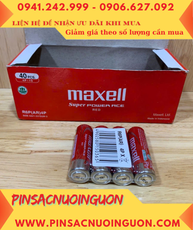 COMBO 1HỘP=40viên Pin AA 1.5v Maxell R6P(AR)4P SUM-3 Super Power ACE _Giá chỉ 109.000đ/ Hộp thumb