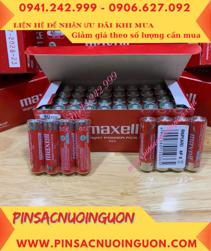 COMBO 1HỘP=40viên Pin AA 1.5v Maxell R6P(AR)4P SUM-3 Super Power ACE _Giá chỉ 109.000đ/ Hộp thumb