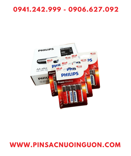 COMBO mua 01hộp 12vỉ 4viên (=48viên) Pin Philips LR6P4B/97 Power Alkaline AA 1.5v _Giá chỉ 445.000/Hộp