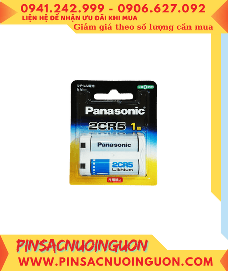 Panasonic 2CR5, 2CR-5W Pin 6v Lithium Panasonic 2CR-5W Nội địa Nhật-vỉ Pin chữ Nhật (vỉ 1viên)