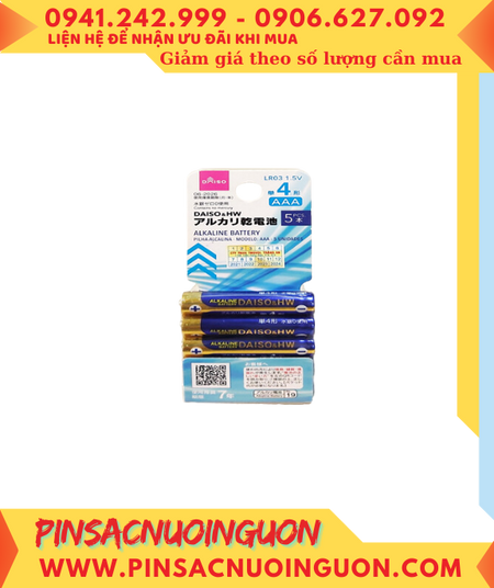 DAISO & HW LR03, Pin AAA 1.5v Alkaline DAISO & HW LR03 /Thị trường Nội địa Nhật-Vỉ pin chữ Nhật (Vỉ 5viên)