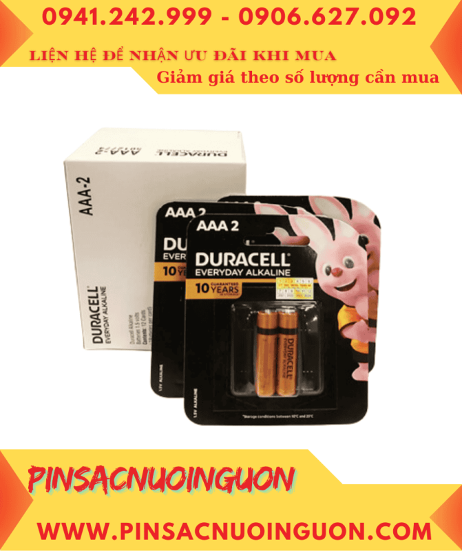 COMBO 01HỘP 12vỉ=24viên Pin AAA Duracell LR03 MN2400 Everyday Alkaline 1.5v _Giá chỉ 270.000/Hộp