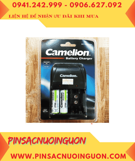Bộ sạc pin AA Camelion BC-0904SM kèm 2 pin sạc Camelion NH-AA2700ARBP2 (2700mAh 1.2v)