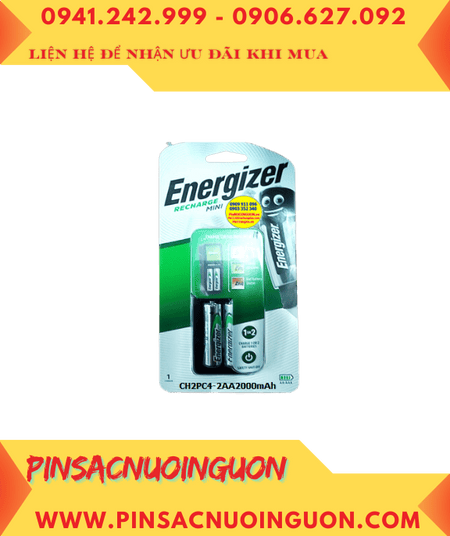 Energizer CH2PC4 _Bộ sạc pin AA kèm 2 pin sạc Energizer AA2000mAh 1.2v Made in Japan