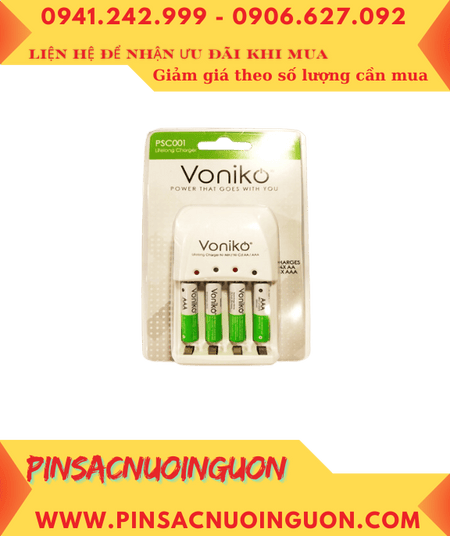 Voniko PSC001 _Bộ sạc pin AAA Voniko PSC001 (Kèm sẳn 4 pin sạc Voniko AAA1000mAh 1.2v)
