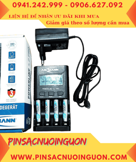 Ansman Powerline 4.2Pro _Bộ sạc 4 pin AAA, kèm sẳn 4 pin sạc Ansman Mignon AAA800mAh 1.2v