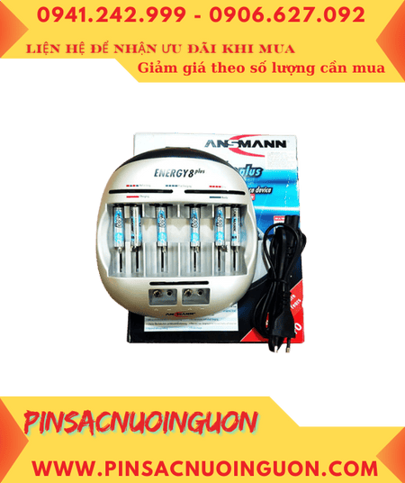 Ansman Energy 8Plus _Bộ sạc Kèm sẳn 6 Pin sạc Ansman MaxE AAA800mAh - 1.2v Mignon chính hãng