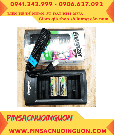 Energizer CHFC _Bộ sạc 4viên Pin C kèm sẳn 2 pin sạc Energizer NH35-BP2 (C2500mAh-1.2v) chính hãng