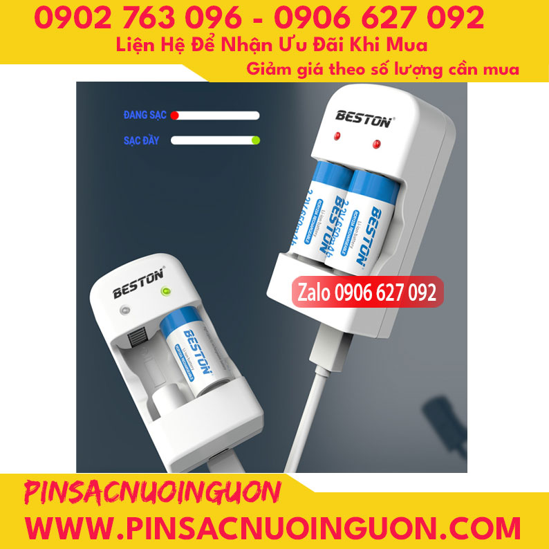 Bộ Sạc Beston CD643 kèm 02 viên pin RCR123A 650mAh thumb