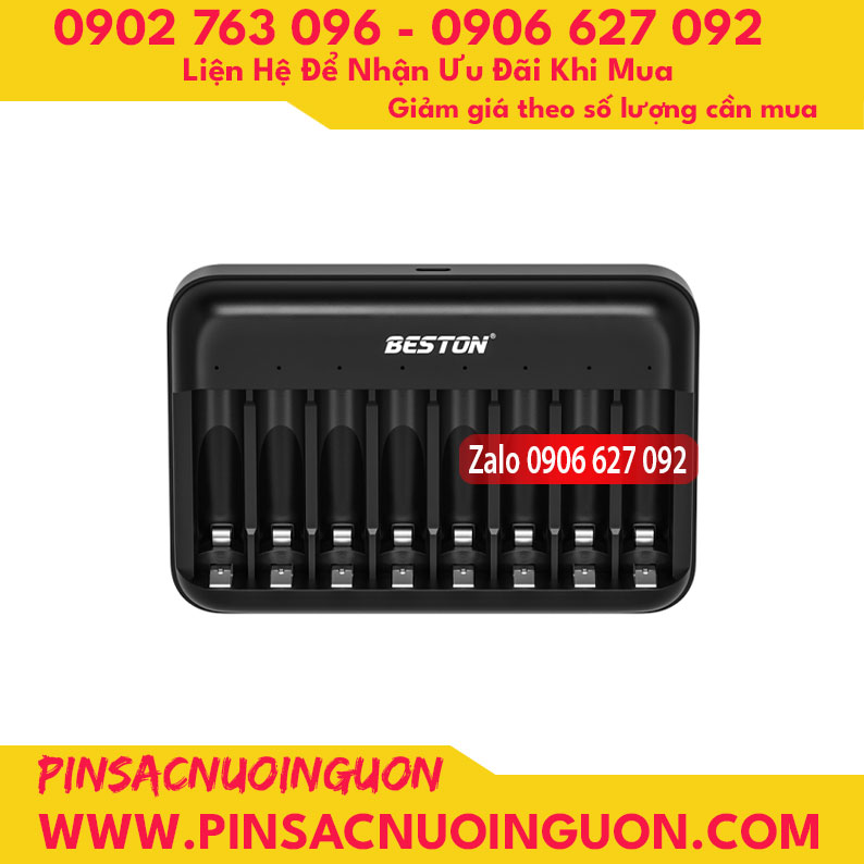 Bộ sạc pin Beston M7034 sạc cùng lúc 8 khe dành cho pin AA/AAA Lithium 1.5V