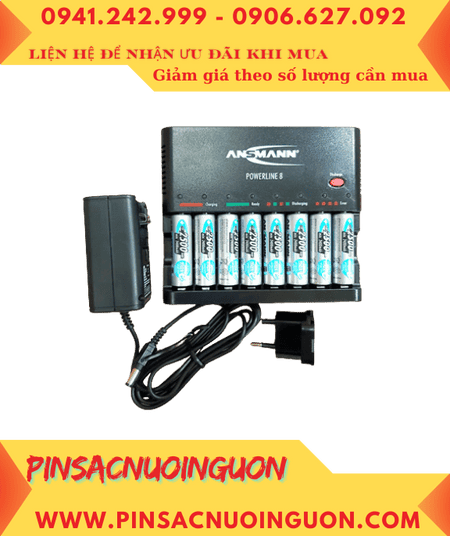 Bộ sạc pin Máy ảnh Ansman Powerline 8 _kèm sẳn 8 pin sạc Ansman Mignon AA2500mAh 1.2v