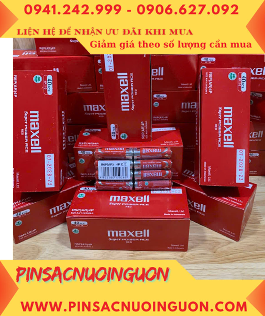 COMBO 1HỘP=40viên Pin AA 1.5v Maxell R6P(AR)4P SUM-3 Super Power ACE _Giá chỉ 109.000đ/ Hộp