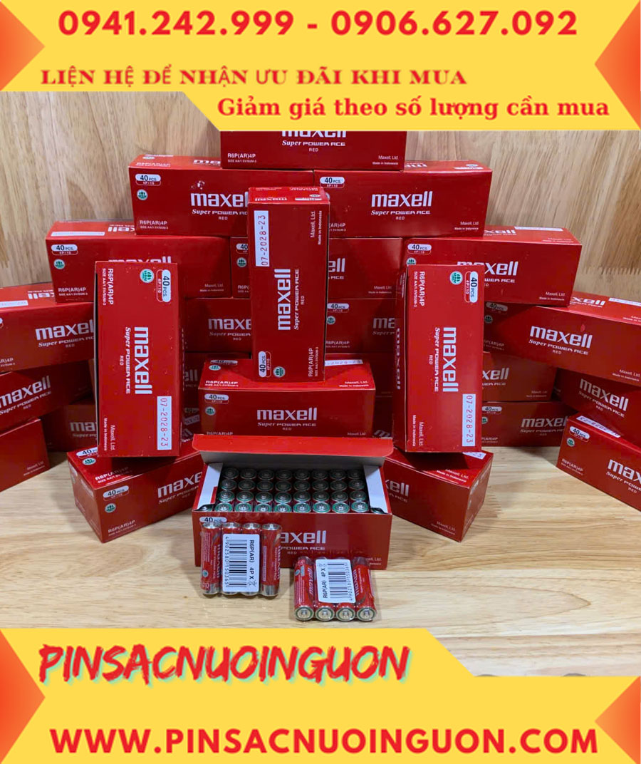 COMBO 1HỘP=40viên Pin AA 1.5v Maxell R6P(AR)4P SUM-3 Super Power ACE _Giá chỉ 109.000đ/ Hộp