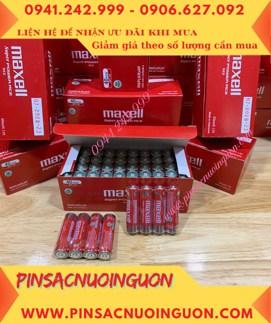 COMBO 1HỘP=40viên Pin AA 1.5v Maxell R6P(AR)4P SUM-3 Super Power ACE _Giá chỉ 109.000đ/ Hộp