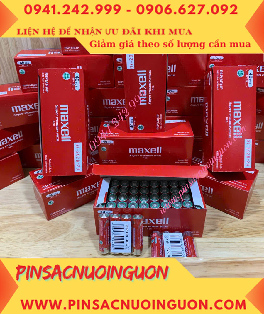 COMBO 1HỘP=40viên Pin AA 1.5v Maxell R6P(AR)4P SUM-3 Super Power ACE _Giá chỉ 109.000đ/ Hộp