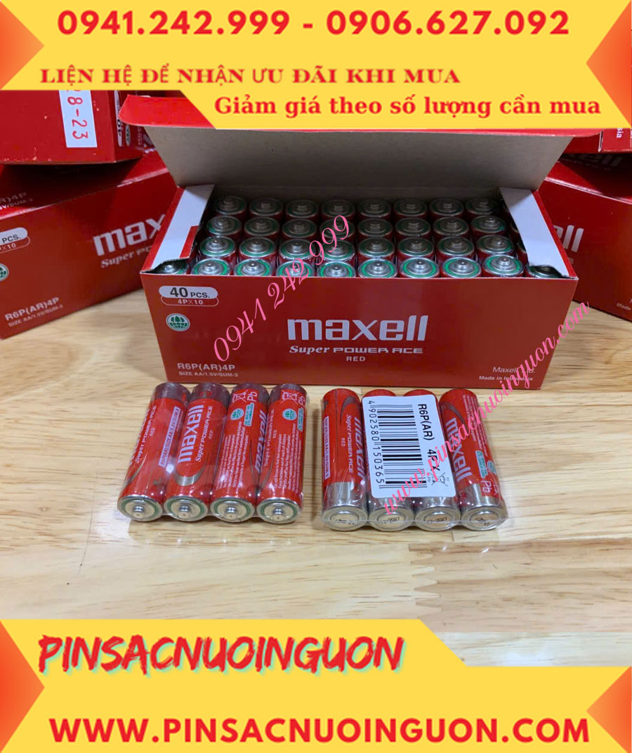 COMBO 1HỘP=40viên Pin AA 1.5v Maxell R6P(AR)4P SUM-3 Super Power ACE _Giá chỉ 109.000đ/ Hộp