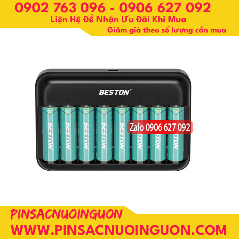 Bộ sạc pin Beston M7034 sạc cùng lúc 8 khe dành cho pin AA/AAA Lithium 1.5V