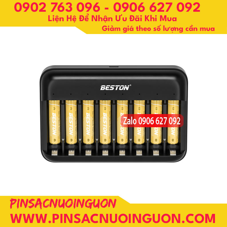Bộ sạc pin Beston M7034 sạc cùng lúc 8 khe dành cho pin AA/AAA Lithium 1.5V